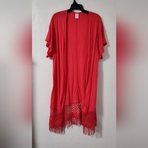 No Boundaries Crochet Fringed Layering piece.  Size S -M